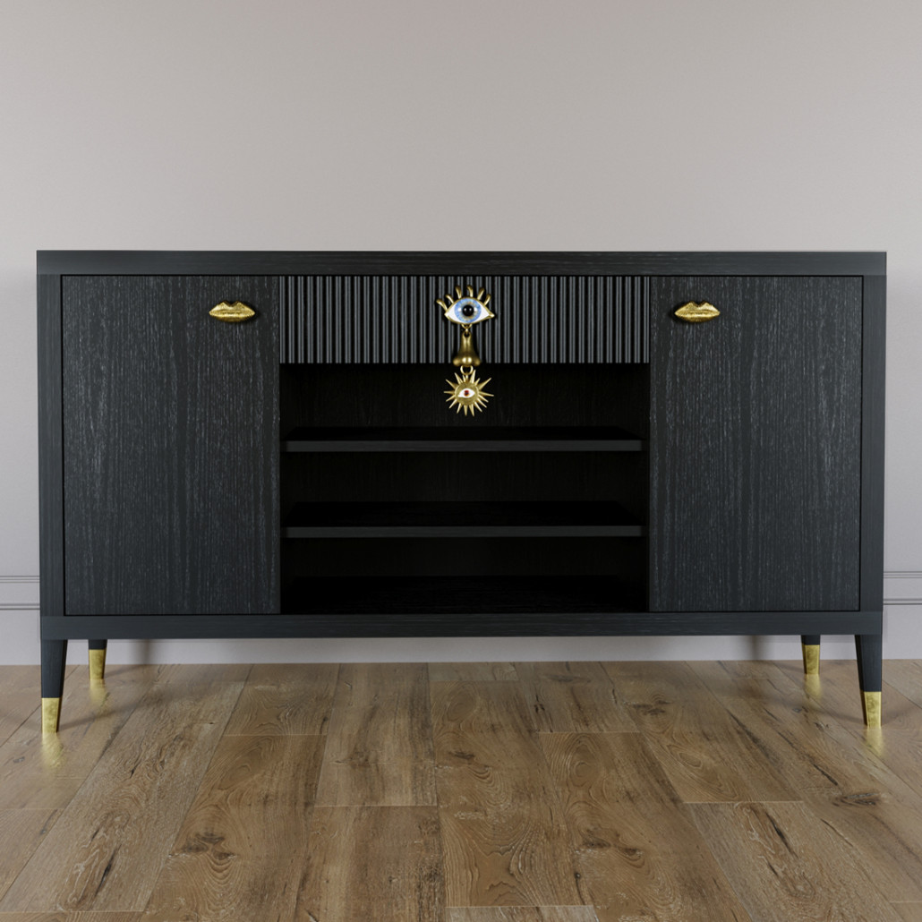 Комод-буфет Elsa Dreams Black с открытыми полками