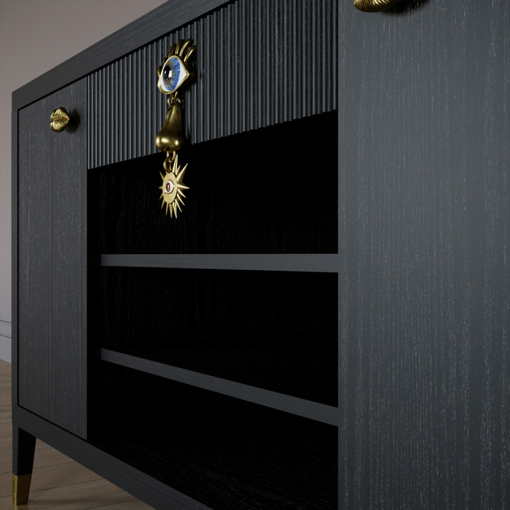 Комод-буфет Elsa Dreams Black с открытыми полками