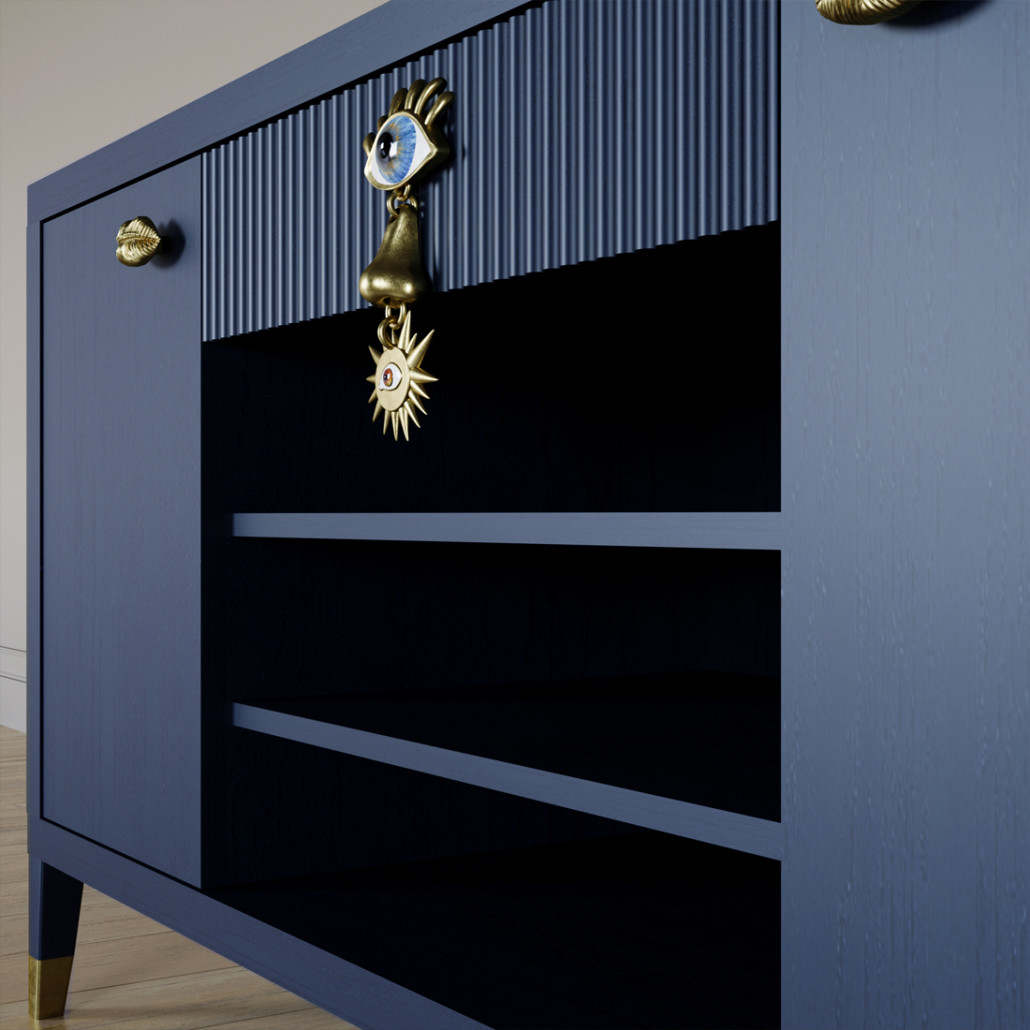 Комод-буфет Elsa Dreams Blue с открытыми полками