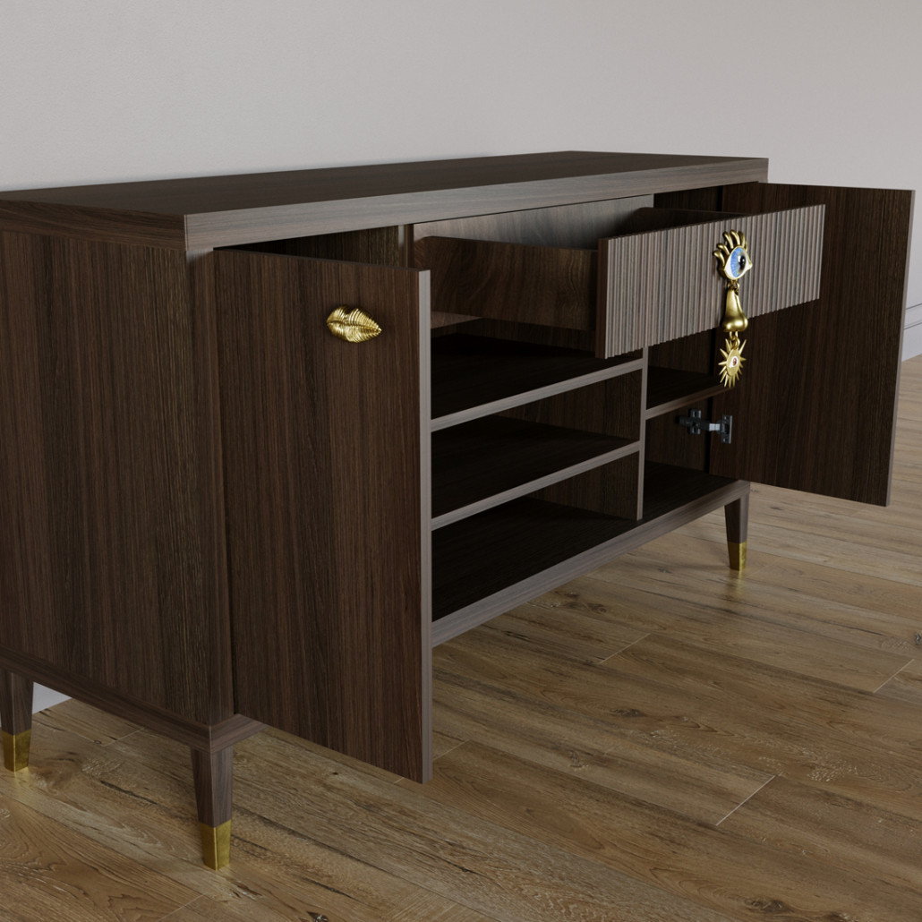 Комод-буфет Elsa Dreams Walnut с открытыми полками