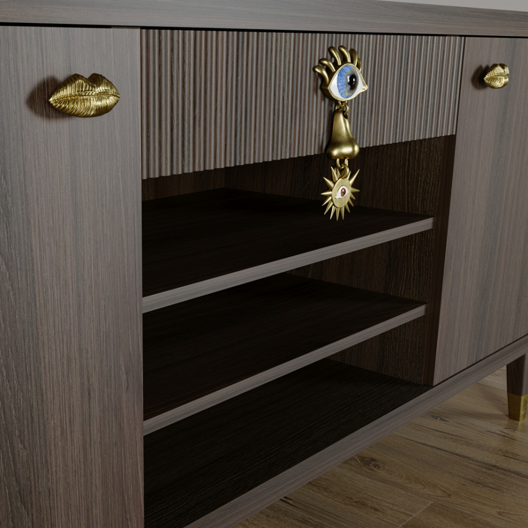 Комод-буфет Elsa Dreams Walnut с открытыми полками