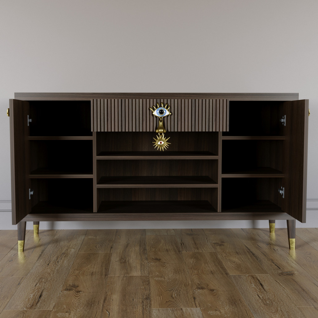 Комод-буфет Elsa Dreams Walnut с открытыми полками