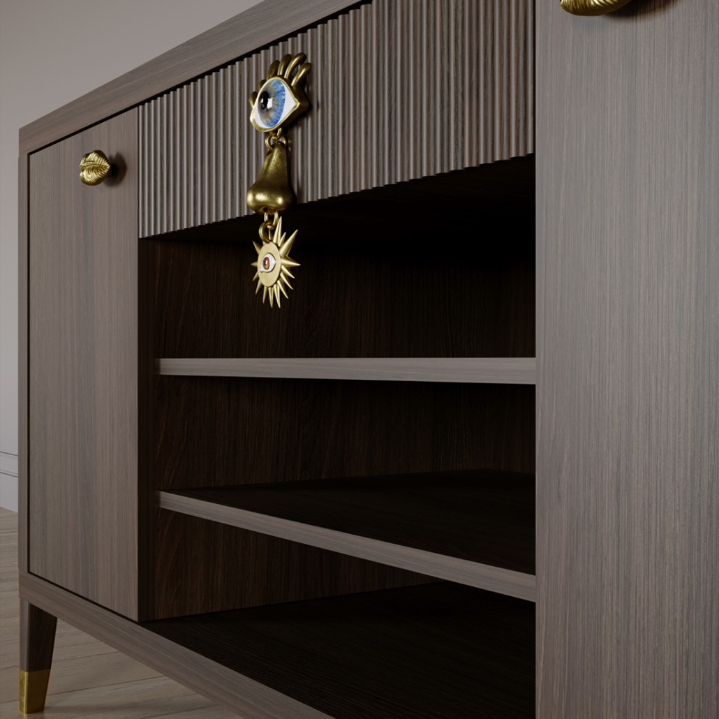 Комод-буфет Elsa Dreams Walnut с открытыми полками