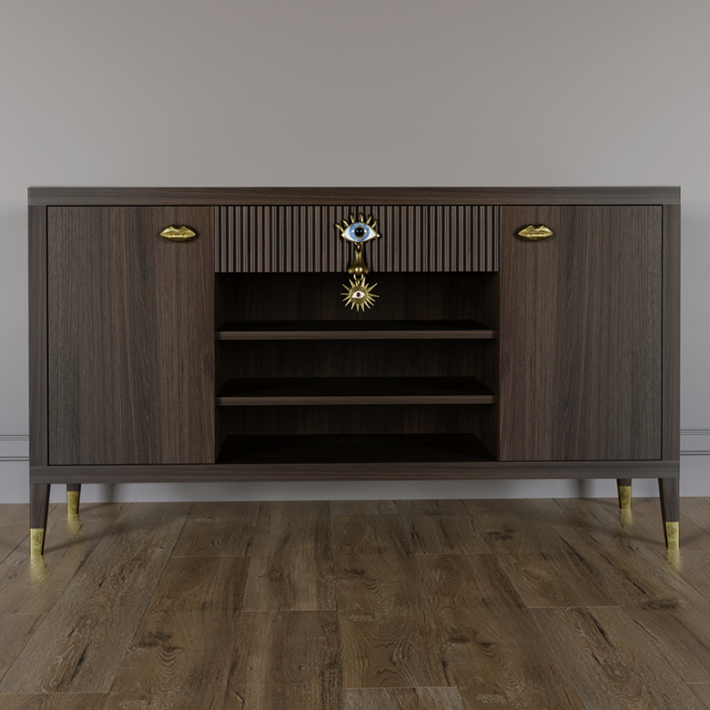 Комод-буфет Elsa Dreams Walnut с открытыми полками