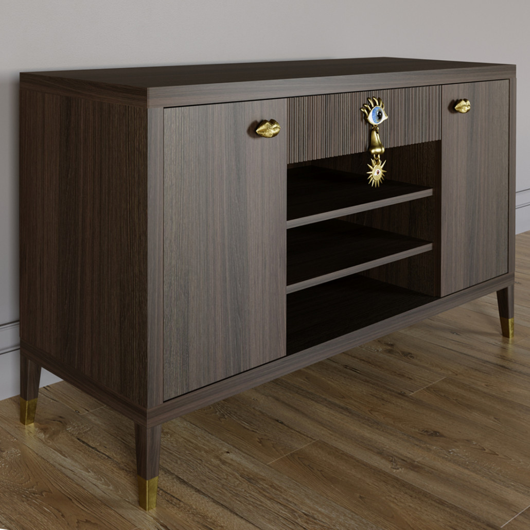 Комод-буфет Elsa Dreams Walnut с открытыми полками