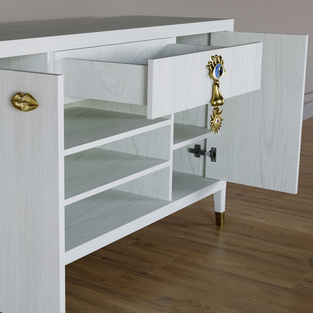 Комод-буфет Elsa Dreams White с открытыми полками