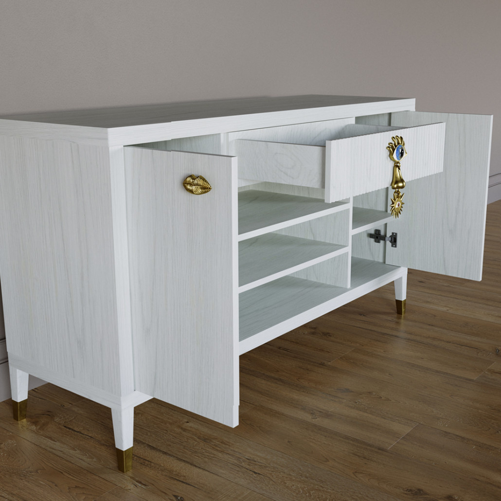 Комод-буфет Elsa Dreams White с открытыми полками