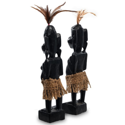 Комплект из 2-х деревянных статуэток Asmat Statuettes Black