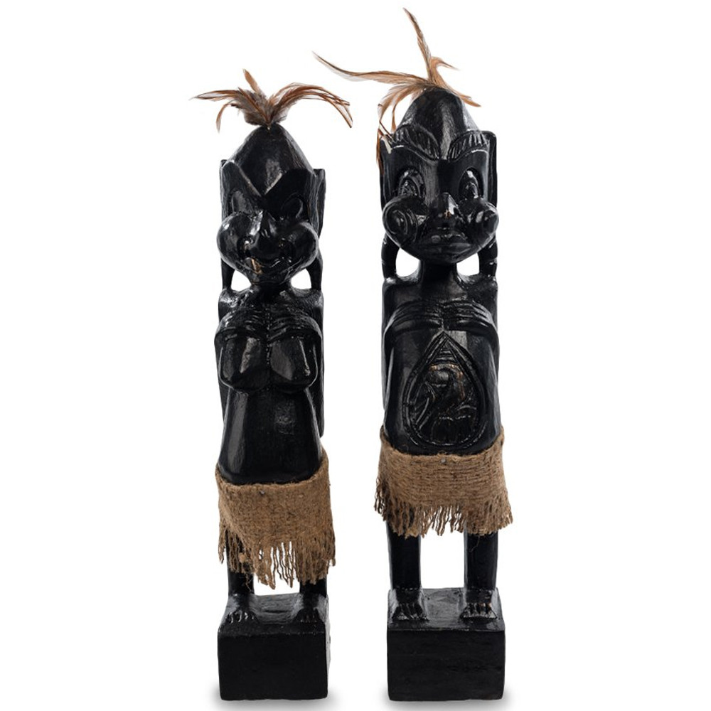Комплект из 2-х деревянных статуэток Asmat Statuettes Black