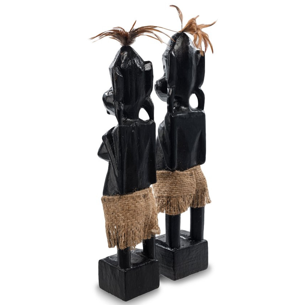Комплект из 2-х деревянных статуэток Asmat Statuettes Black