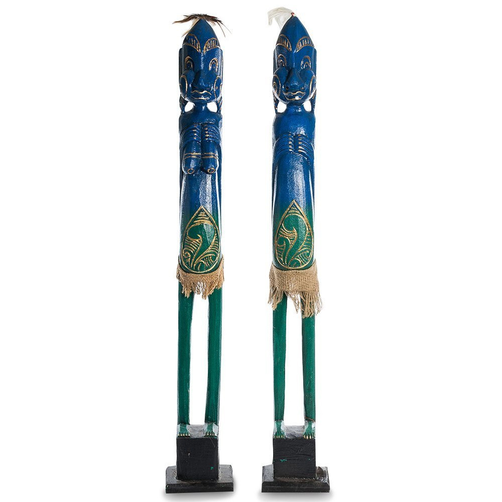 Комплект из 2-х деревянных статуэток Asmat Statuettes Blue Green