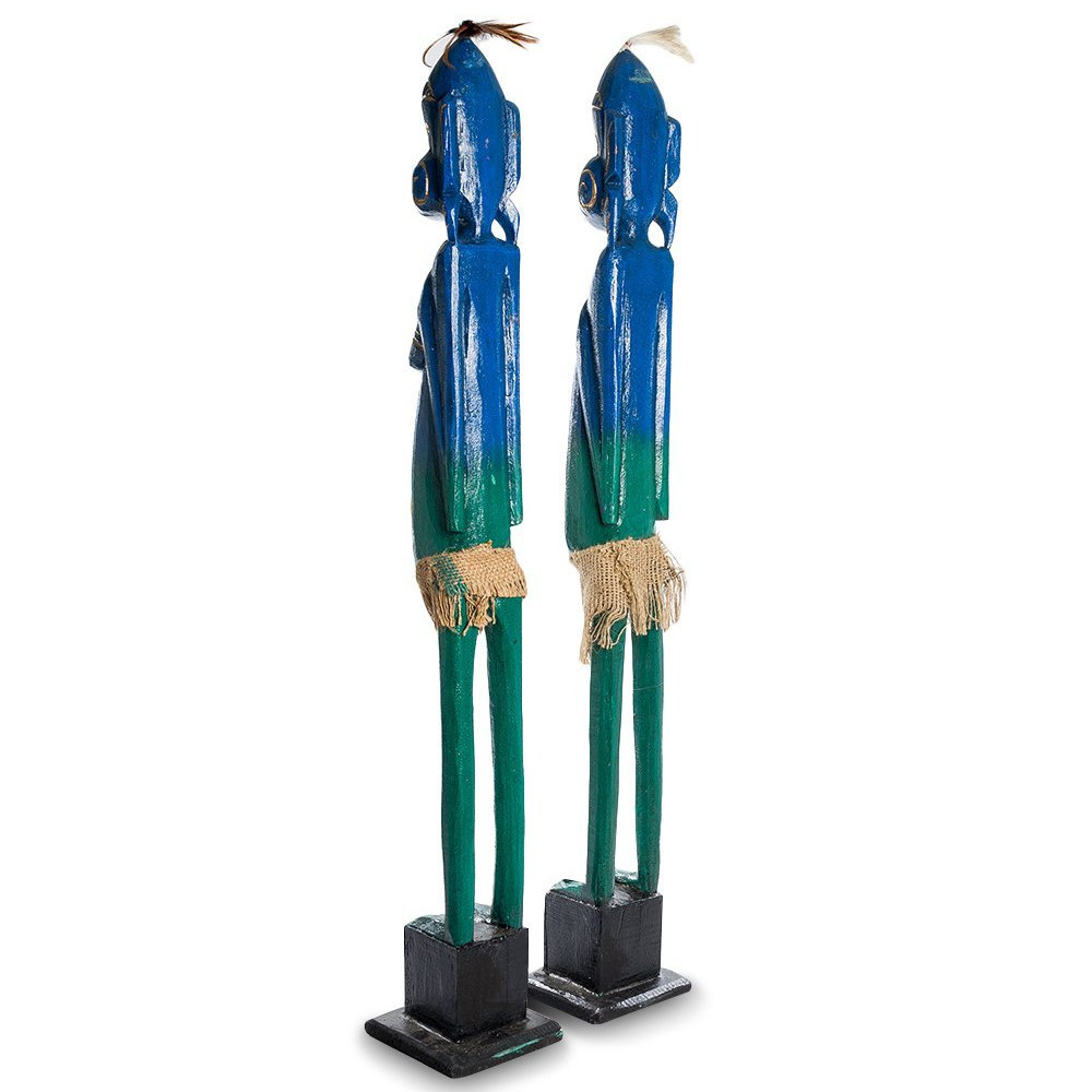 Комплект из 2-х деревянных статуэток Asmat Statuettes Blue Green