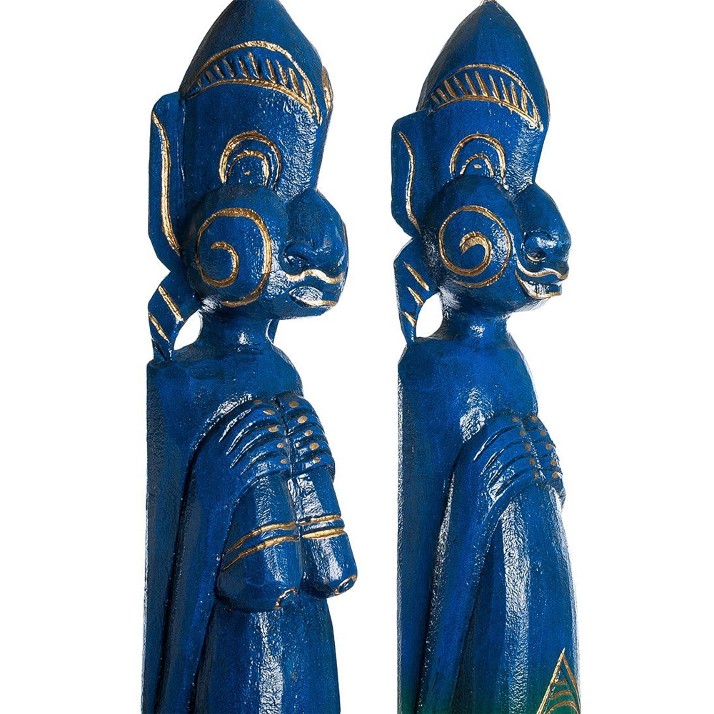 Комплект из 2-х деревянных статуэток Asmat Statuettes Blue Green