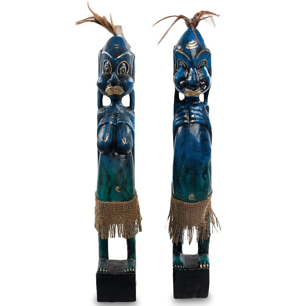 Комплект из 2-х деревянных статуэток Asmat Statuettes Dark Blue