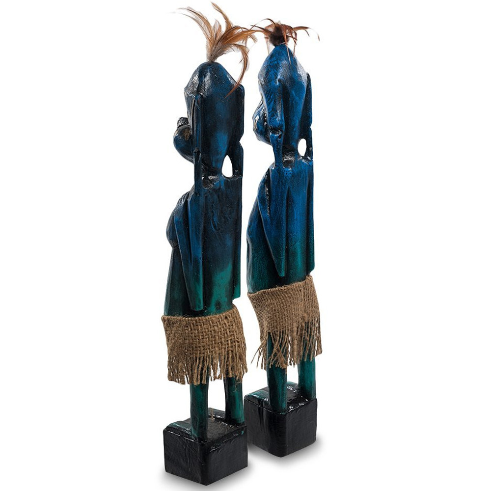 Комплект из 2-х деревянных статуэток Asmat Statuettes Dark Blue