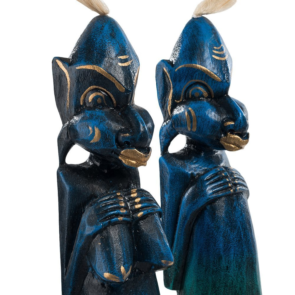 Комплект из 2-х деревянных статуэток Asmat Straw Headdress Statuettes Blue