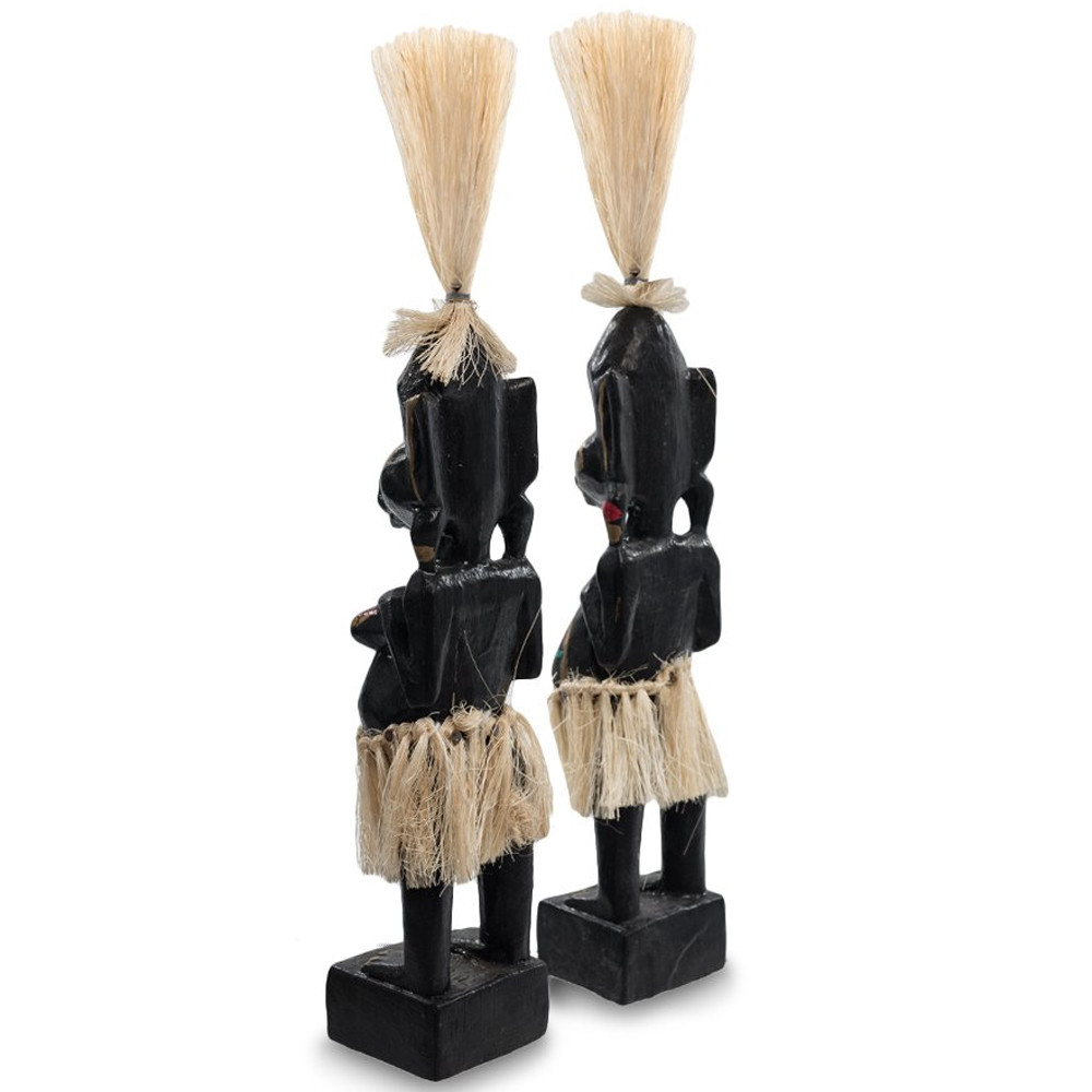 Комплект из 2-х деревянных статуэток Asmat Straw Headdress Statuettes Multicolor