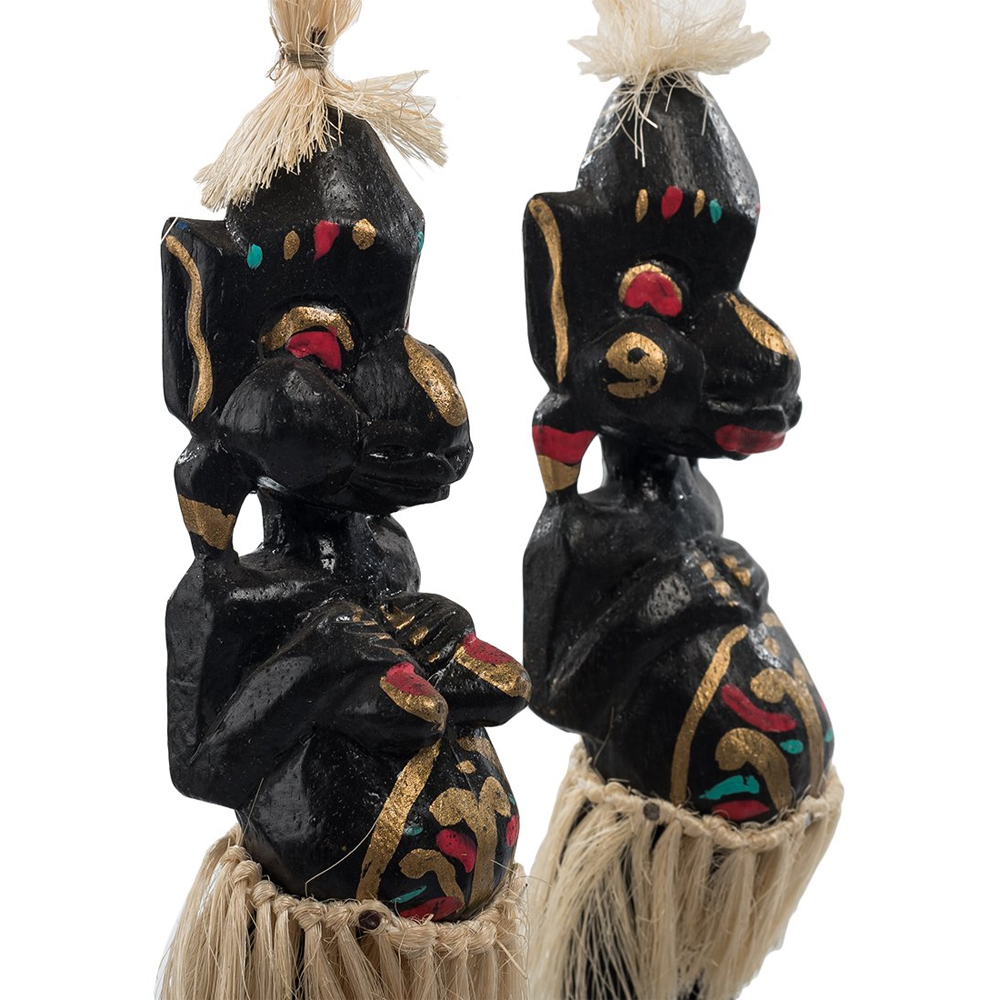 Комплект из 2-х деревянных статуэток Asmat Straw Headdress Statuettes Multicolor