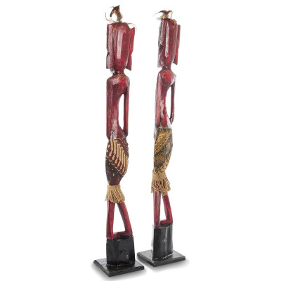 Комплект из 2-х деревянных статуэток Asmat Tall Red Statuettes