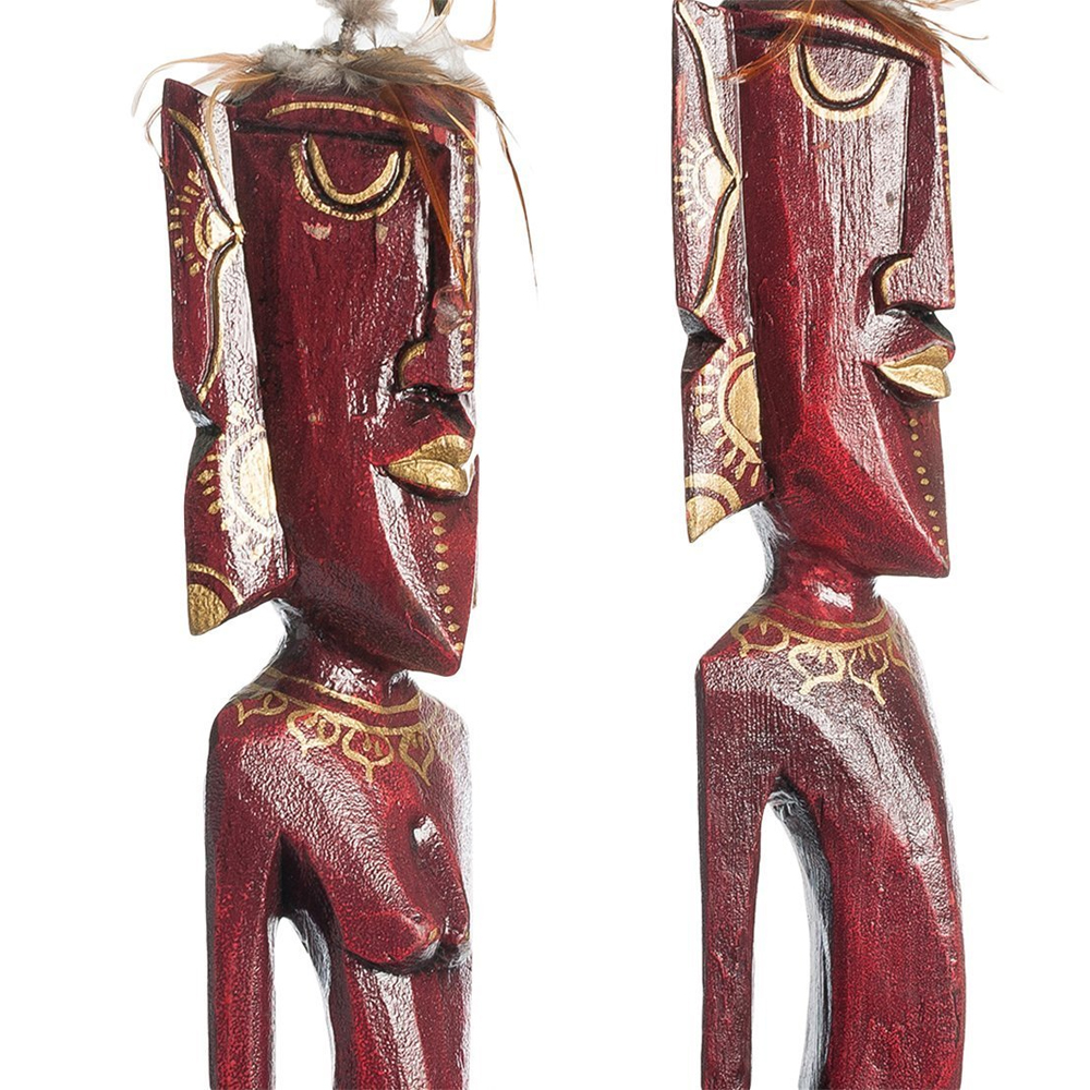 Комплект из 2-х деревянных статуэток Asmat Tall Red Statuettes