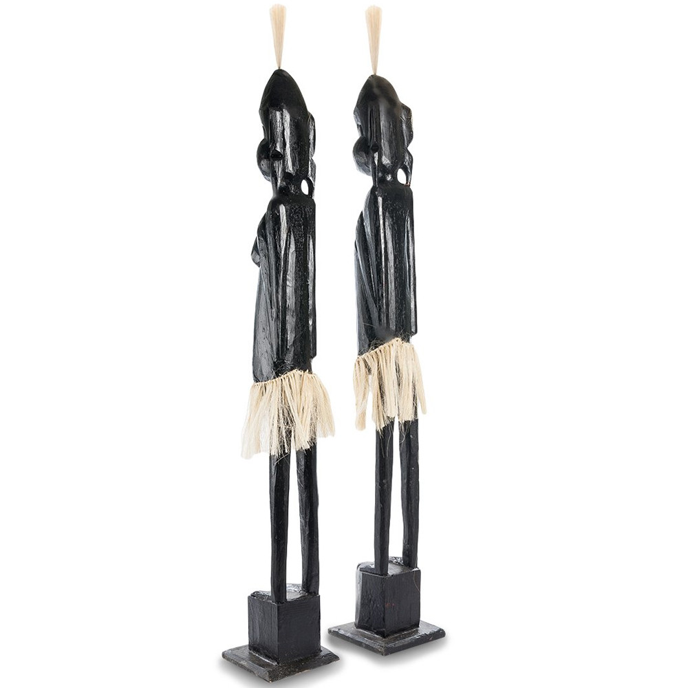 Комплект из 2-х деревянных статуэток Asmat Tall Statuettes Black