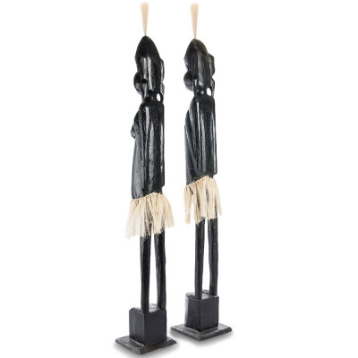 Комплект из 2-х деревянных статуэток Asmat Tall Statuettes Black