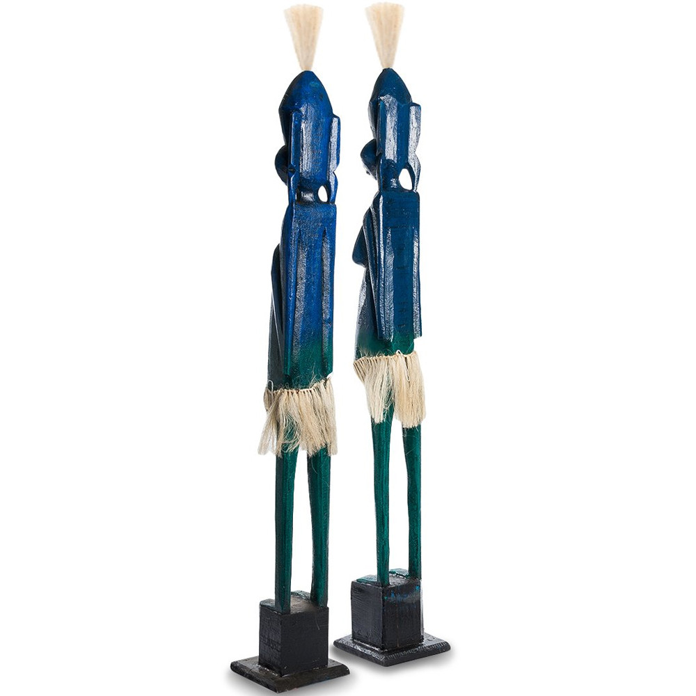 Комплект из 2-х деревянных статуэток Asmat Tall Statuettes Blue