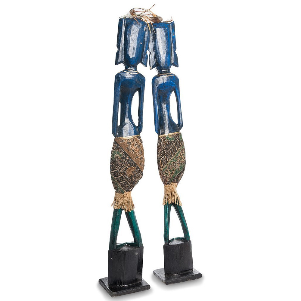 Комплект из 2-х деревянных статуэток Asmat Tall Statuettes Blue Green
