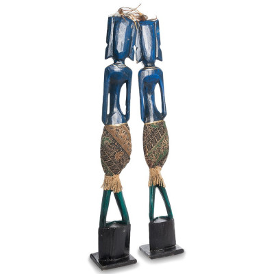 Комплект из 2-х деревянных статуэток Asmat Tall Statuettes Blue Green