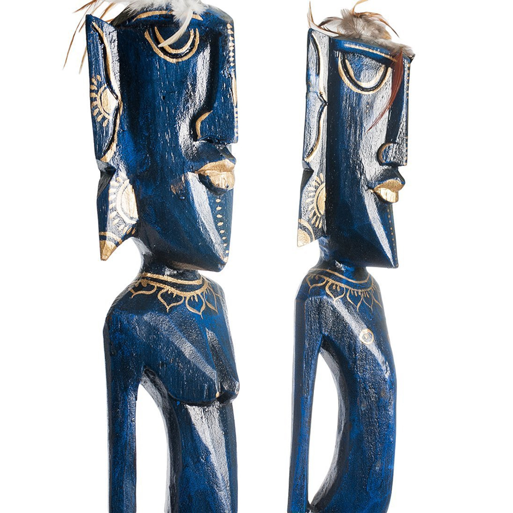 Комплект из 2-х деревянных статуэток Asmat Tall Statuettes Blue Green