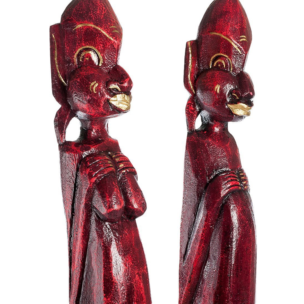 Комплект из 2-х деревянных статуэток Asmat Tall Statuettes Red