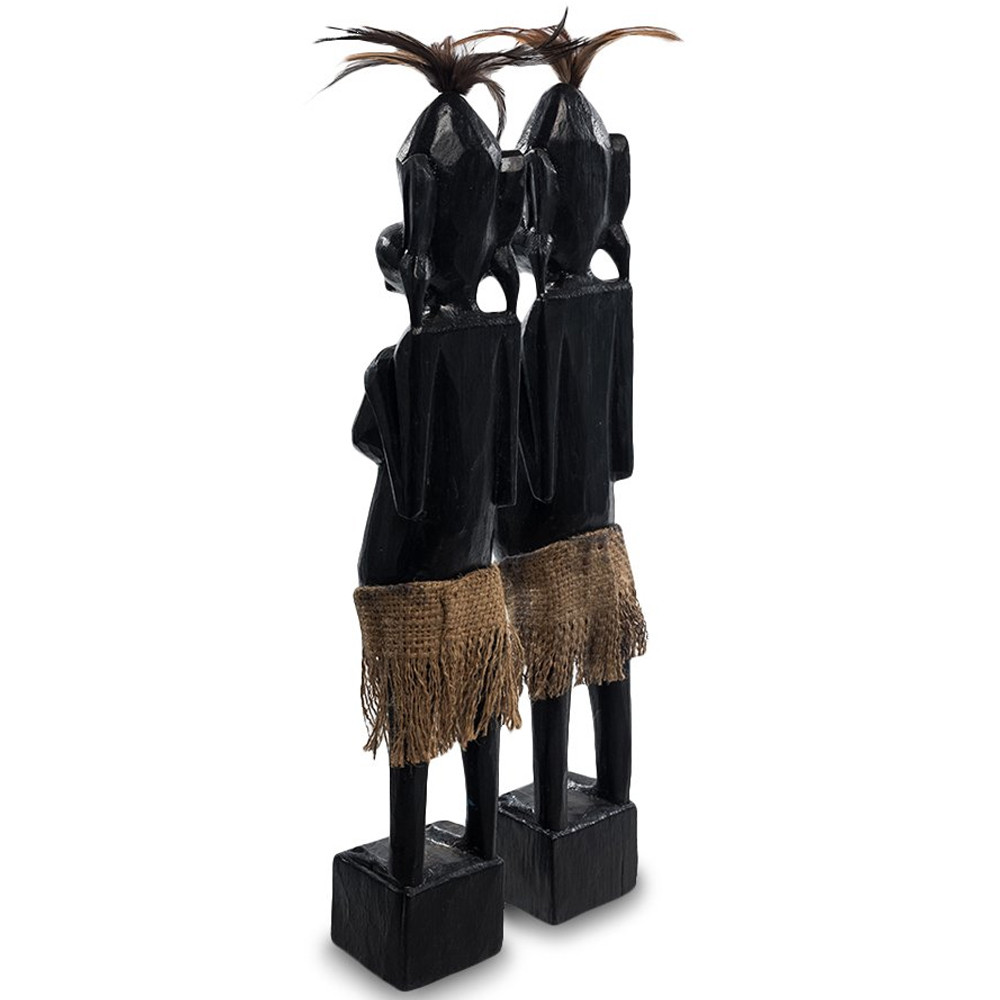 Комплект из 2-х деревянных статуэток Asmat Wooden Statuettes Black