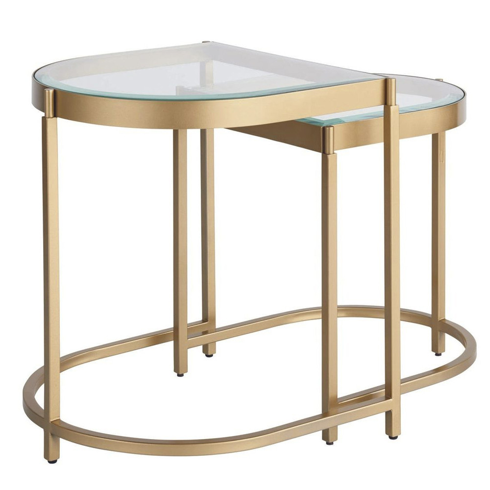 Комплект из 2-х приставных столиков на металлическом основании цвета латунь Ambassador