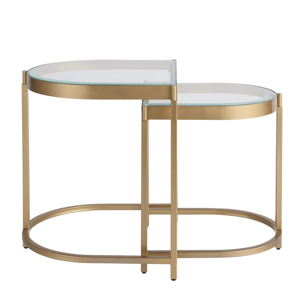 Комплект из 2-х приставных столиков на металлическом основании цвета латунь Ambassador