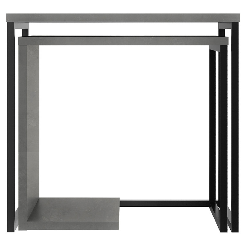 Комплект из 2-х приставных столов серого цвета из дерева ZIGOSH RETRO GREY