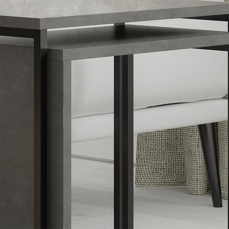 Комплект из 2-х приставных столов серого цвета из дерева ZIGOSH RETRO GREY