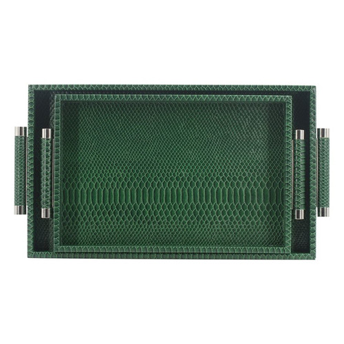 Комплект из двух прямоугольных подносов зеленого цвета Serpent