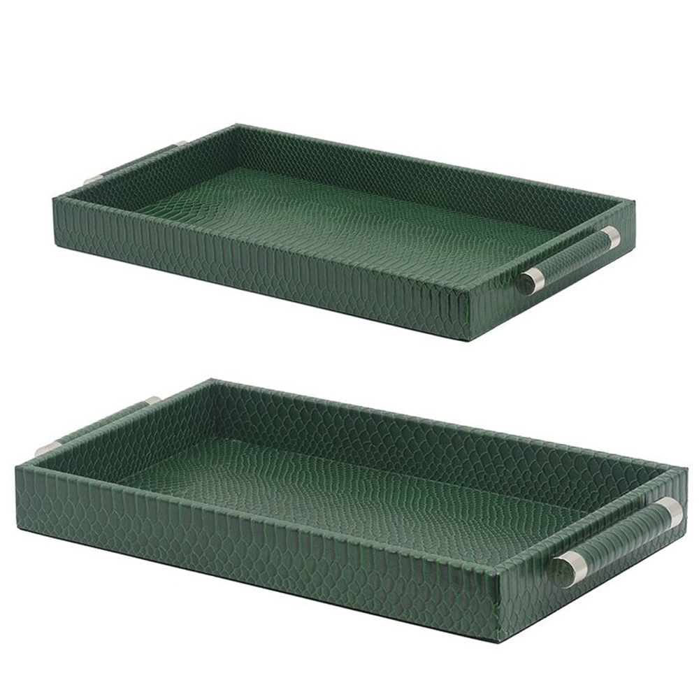 Комплект из двух прямоугольных подносов зеленого цвета Serpent