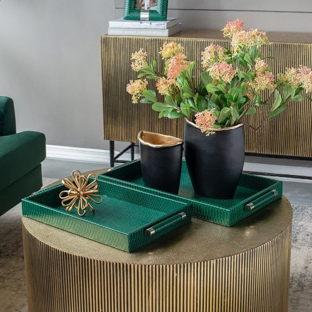 Комплект из двух прямоугольных подносов зеленого цвета Serpent