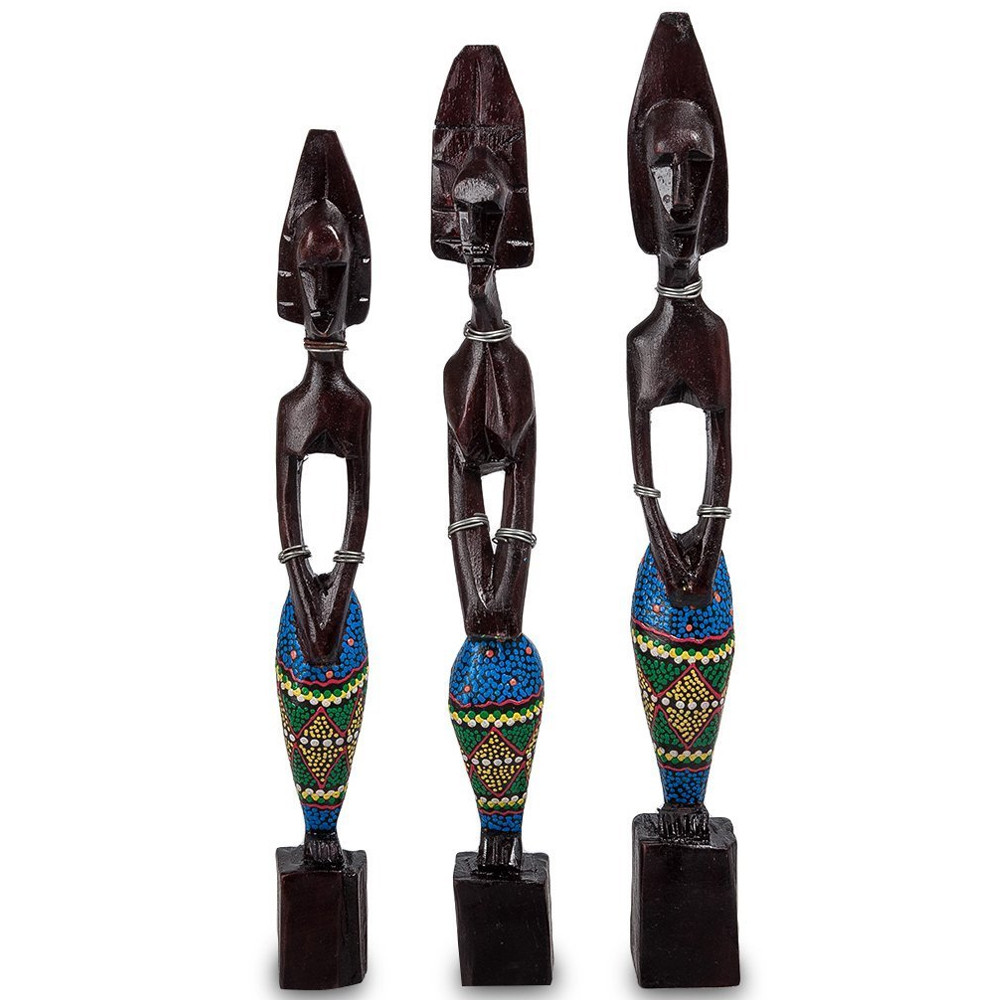 Комплект из трёх деревянных статуэток в виде аборигенов Three Aborigines Figurines