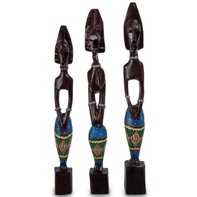 Комплект из трёх деревянных статуэток в виде аборигенов Three Aborigines Figurines