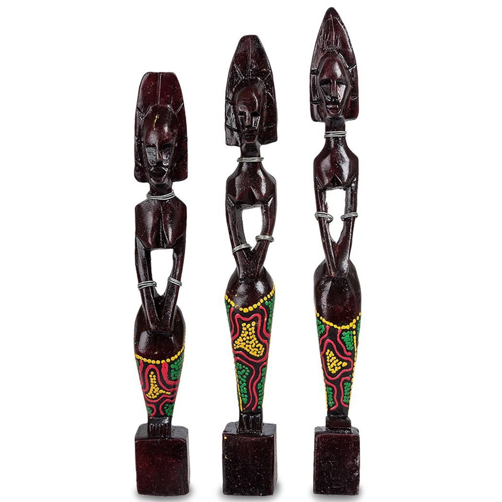 Комплект из трёх деревянных статуэток в виде аборигенов Three Aborigines Figurines