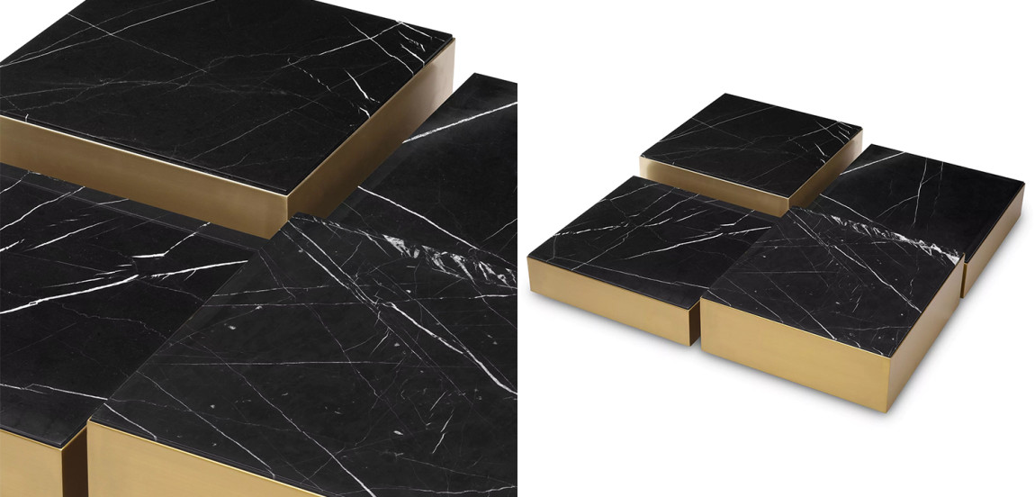 Комплект кофейных столиков Eichholtz Coffee Table Esposito set of 4 Brass