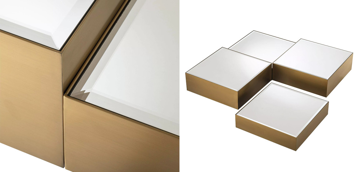 Комплект кофейных столиков Eichholtz Coffee Table Esposito set of 4 Mirror Glass