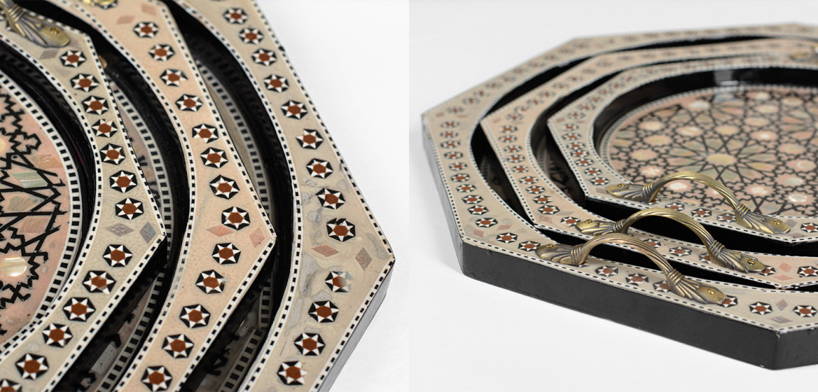 Комплект подносов инкрустация перламутром