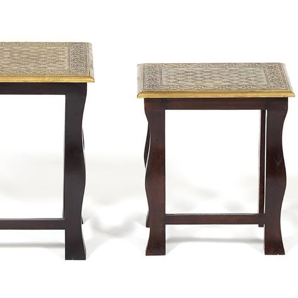 Комплект приставных столов Antique Indian Brass Mango Wood Tables
