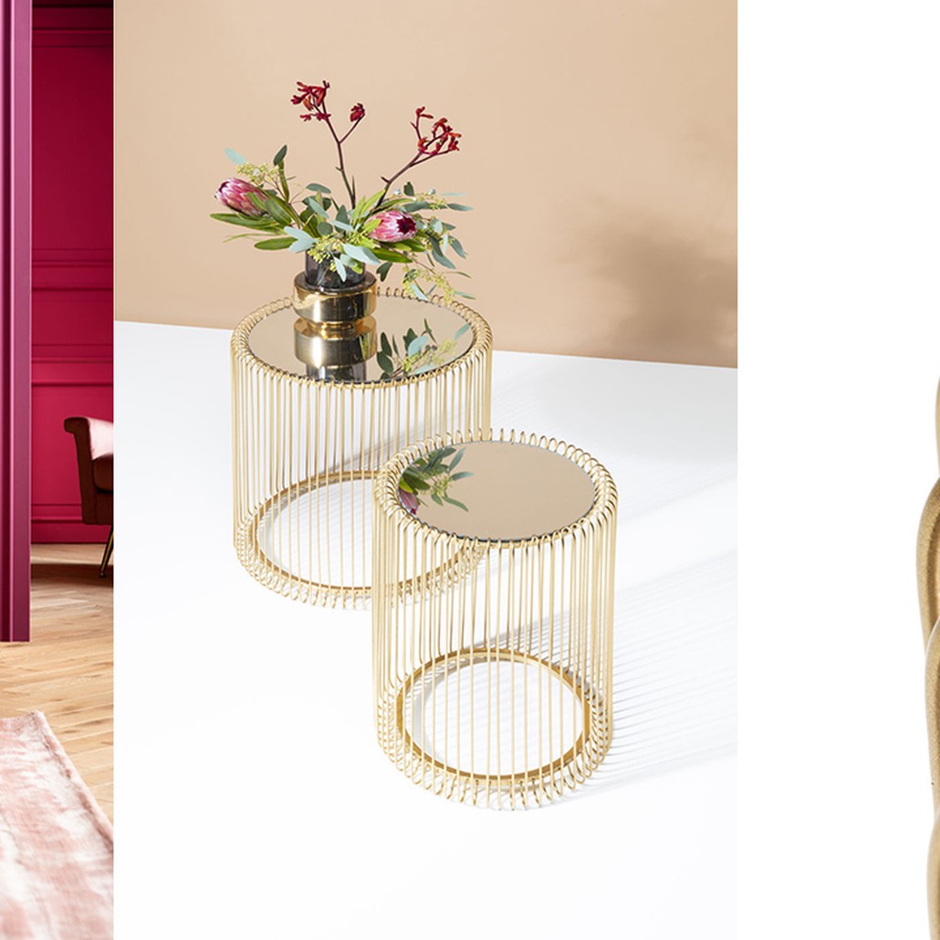 Комплект приставных столов Mirror Surface Brass Tables