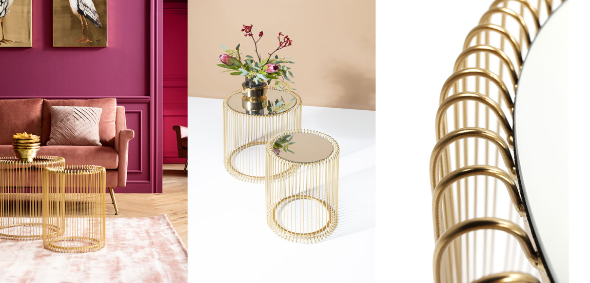 Комплект приставных столов Mirror Surface Brass Tables