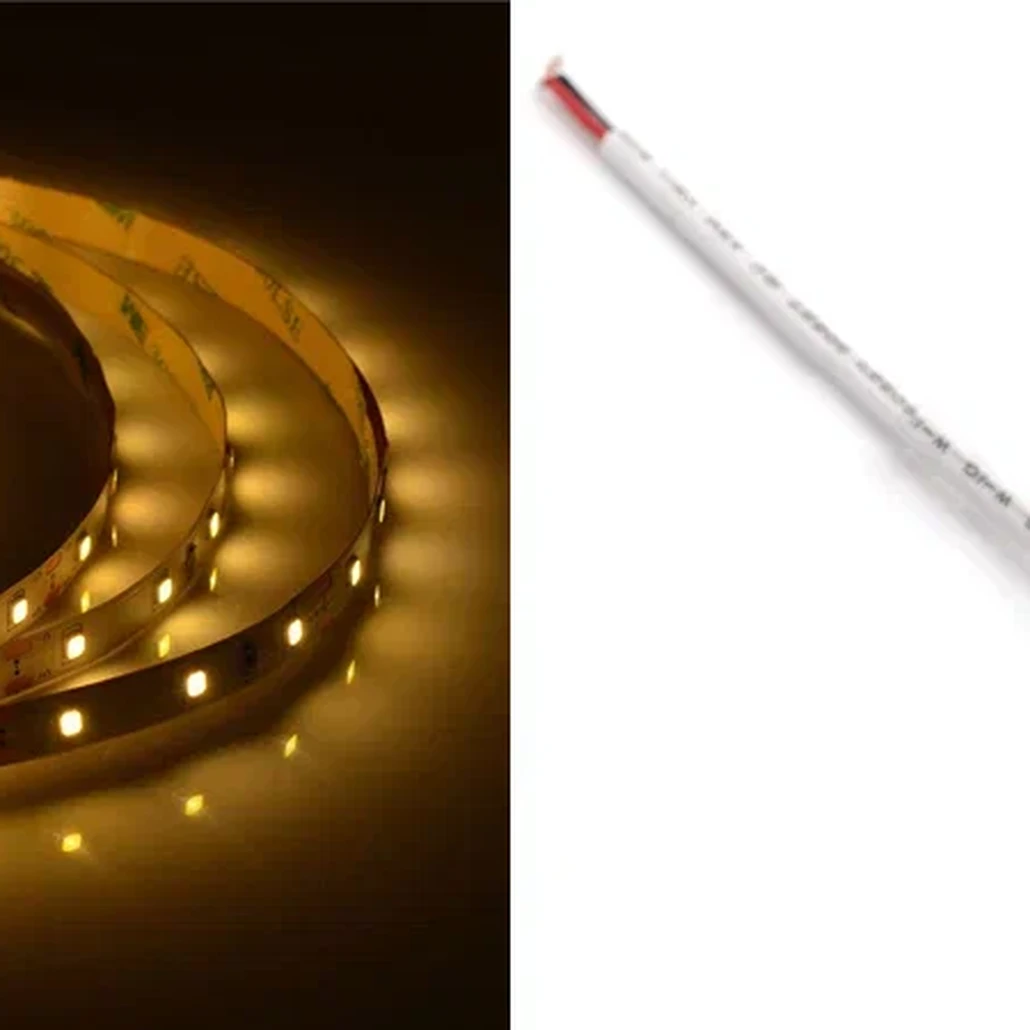Комплект светодиодная лента 4,8W/m 60LED/m 3528SMD теплый белый с адаптером