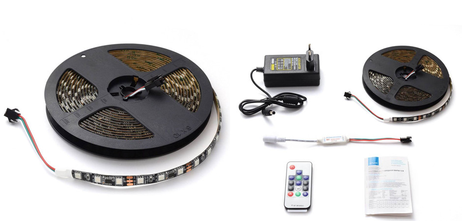 Комплект светодиодной влагозащищенной ленты 14,4W/m 60Led/m 5050SMD разноцветный 5M